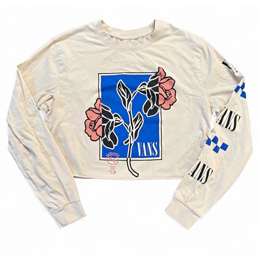 Vans Double Up Cropped Graphic Long Sleeve T-Shirt Skater Indie‎ Rose Small S